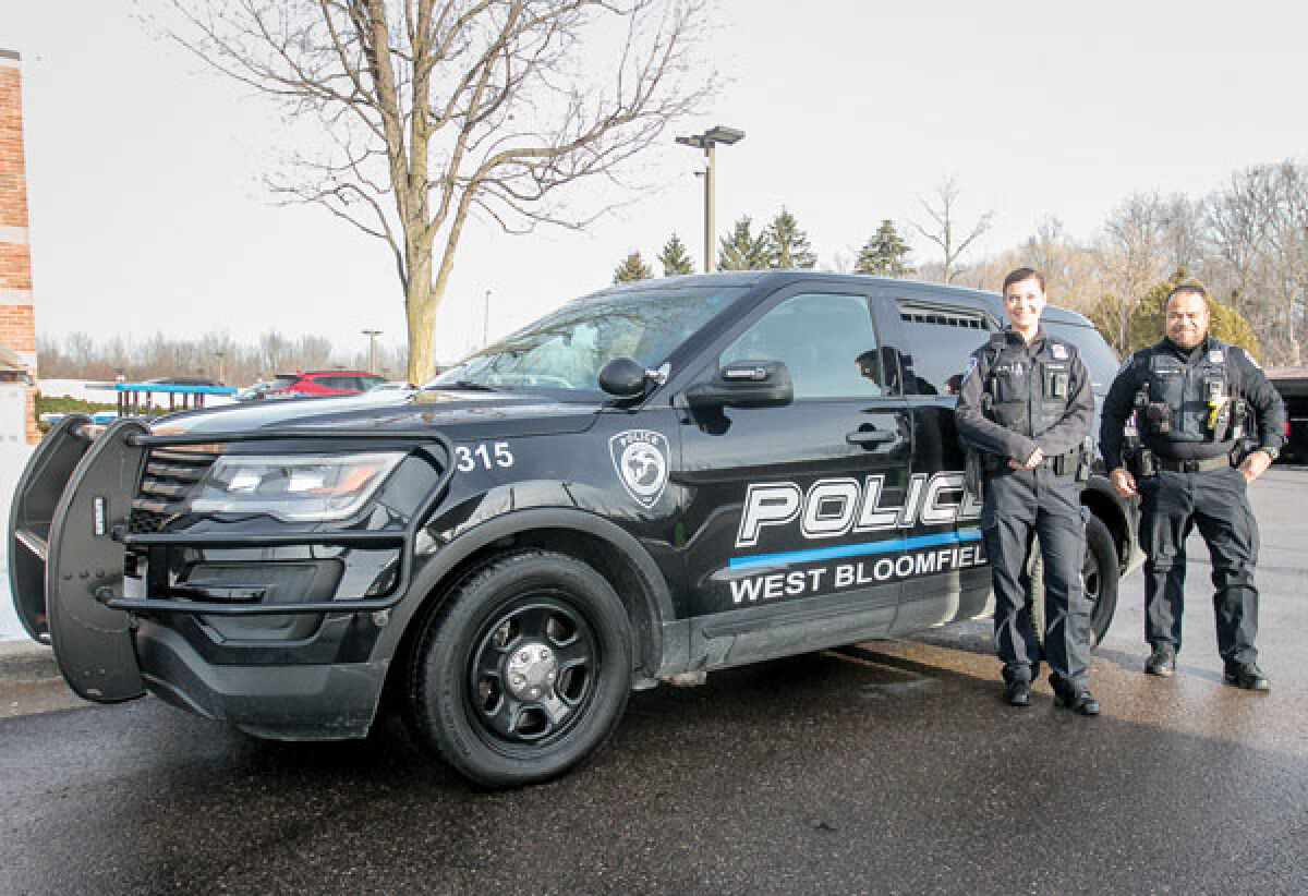  West Bloomfield Police Department Field Training Officer Catherine Gierula stands with Officer David McNealy. Public safety was among the positives that West Bloomfield Supervisor Steven Kaplan cited for the township last year. 