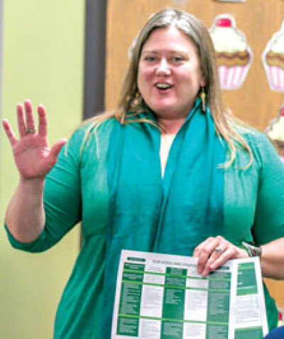  Eastpointe Community Schools Superintendent Christina Gibson talks about the district’s future during the coffee hour Jan. 10. She stressed the importance of the school district and community working together.  