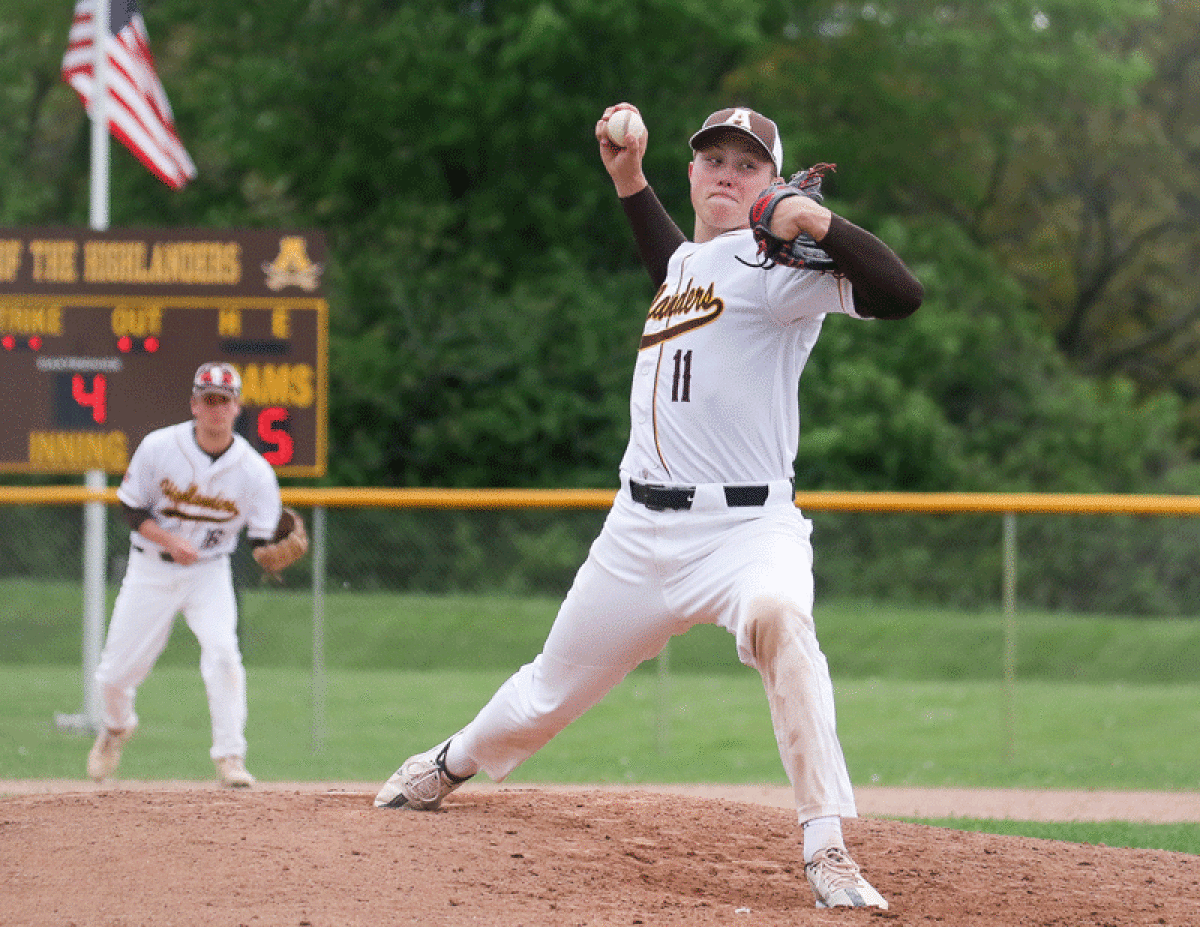  Alabama baseball commit Parker Picot pitches in Rochester Adams’ 7-0 win over Utica High School May 23 at Adams High School.  