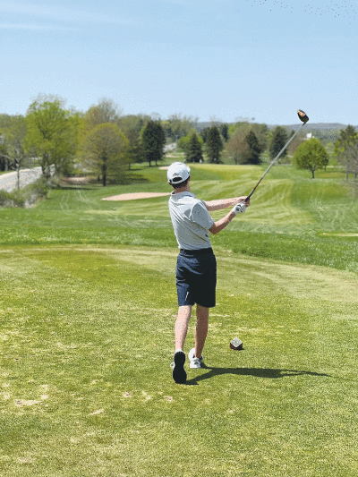  Rochester Hills Stoney Creek sophomore Matthew Sypniewski hits a tee shot at the Lakeland Invitational at Katke Golf Course May 14. 