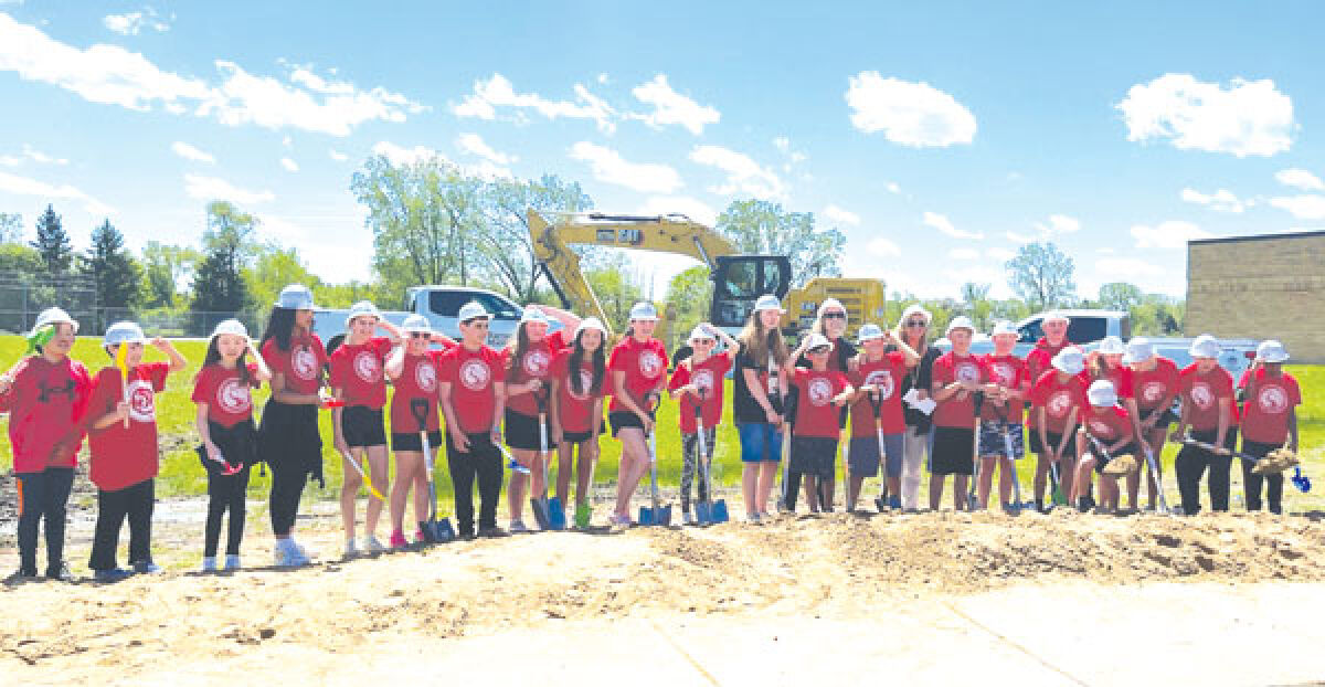  Students and staff from Martell Elementary School participate in the groundbreaking ceremony May 8.  