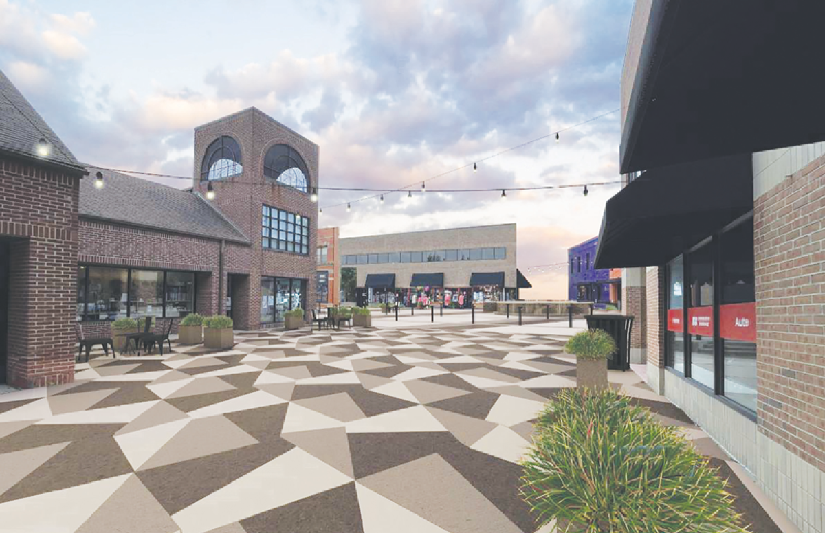  A rendering of the finished Downtown Revitalization Project viewed from the Cherry Street Mall.  The project, with over $6 million in funding, will further pedestrianize the area. Work is expected to be finished within the year.  