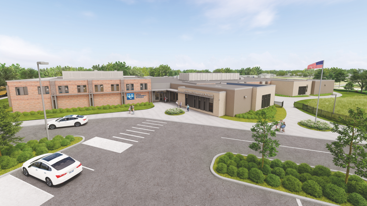  This rendering shows a bird’s-eye view of what the reconstructed DeKeyser Elementary School will look like in Sterling Heights.  