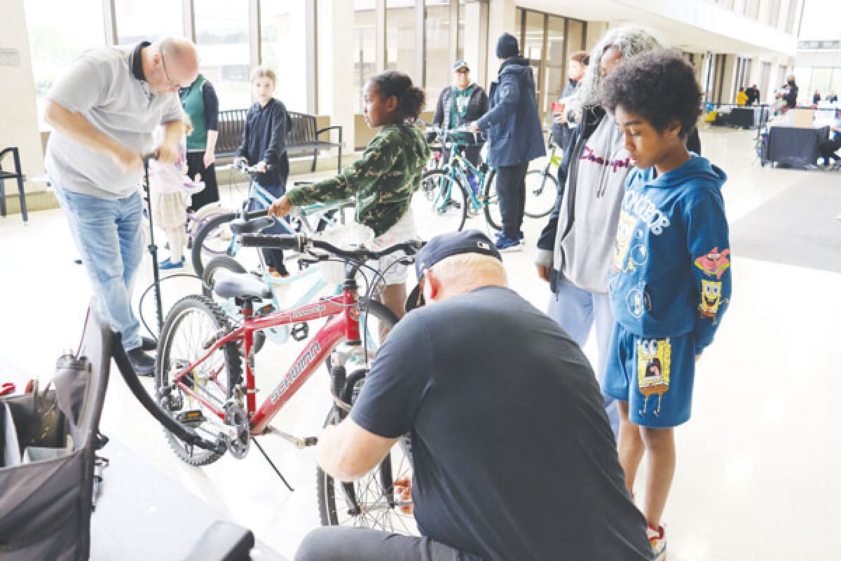  Southfield residents gear up for bike riding season with bike safety checks performed at the Bike Safety Night May 9 in the Southfield Pavilion. 