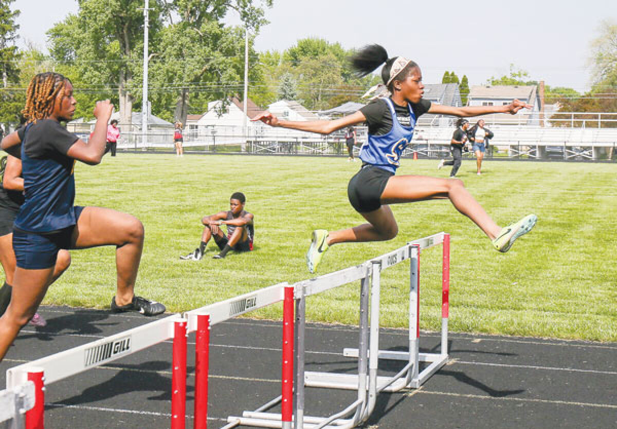  St. Clair Shores South Lake freshman Summer Blakely finishes first in the 100-meter at the Macomb Area Conference Silver Division meet on May 14 at Warren Lincoln High School. 