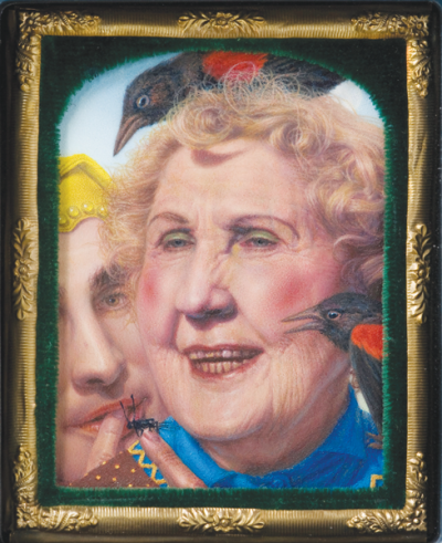  “Nan Wood Graham and Carla DeWild” is one of Carl Demeulenaere’s signature small and highly detailed oil paintings. 