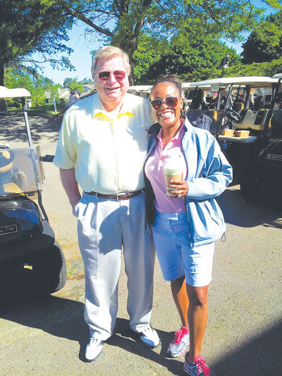  Former Mayor Frank Brock is pictured with current Lathrup Village Mayor Kelly Garrett. 