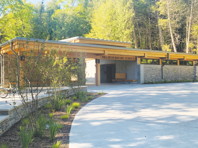  The new Milliken Nature Center was designed to accentuate the natural beauty of Arch Rock. The nature center is reachable by bike, foot or horse-drawn carriage. 