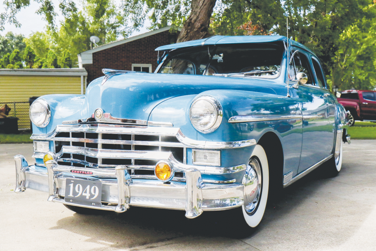   The 1949 Chrysler Windsor Coupe has fluid lines that, when built, hinted at the aerodynamic designs of the future. 