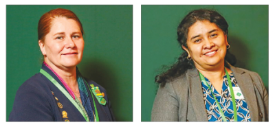  Amee Briney, left, and Janet Catalan, right, both of Shelby Township, received Volunteer of Excellence  awards from the Girl Scouts of Southeastern Michigan. 