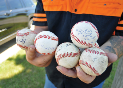  George Johnson has started dating and labeling where the balls were found on his property. 