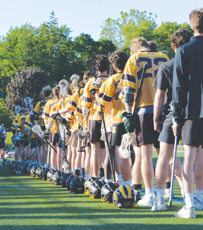  Birmingham United lacrosse lines up for the national anthem before a game this season. 