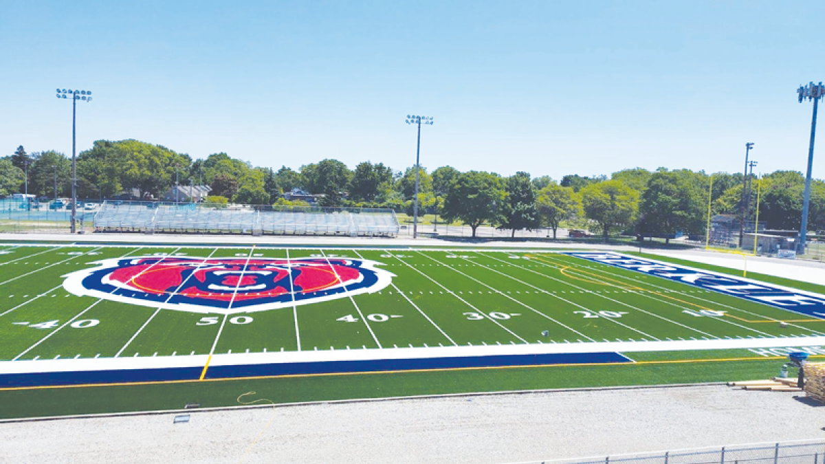  Work on the turf at Hurley Field has been completed as part of the Berkley School District’s sinking fund projects. 