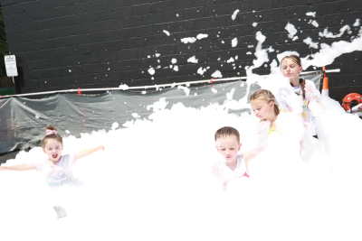  Children have fun in a foam pit at the Berkley Street Art Fest. 