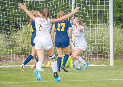  Rochester Adams junior Sadie Rogers scores a goal with just under five minutes left in the game to give Adams the 2-0 win over Hartland in the Michigan High School Athletic Association Division 1 state championship June 14 at DeMartin Stadium in East Lansing. 