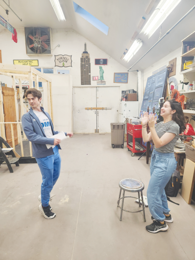  Rehearsing a scene from “Romeo and Juliet” are Jake Zablocki as Romeo and Natalie Boehmer as Juliet. 