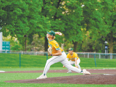  Livonia Stevenson graduate and Wayne State University right-hander Griffin Kilander pitches during a Wayne State game this year. 