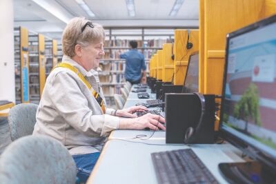  A library patron uses the facilities in June. 