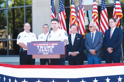  Shelby Township police Chief Robert Shelide introduces Vance at the event.  