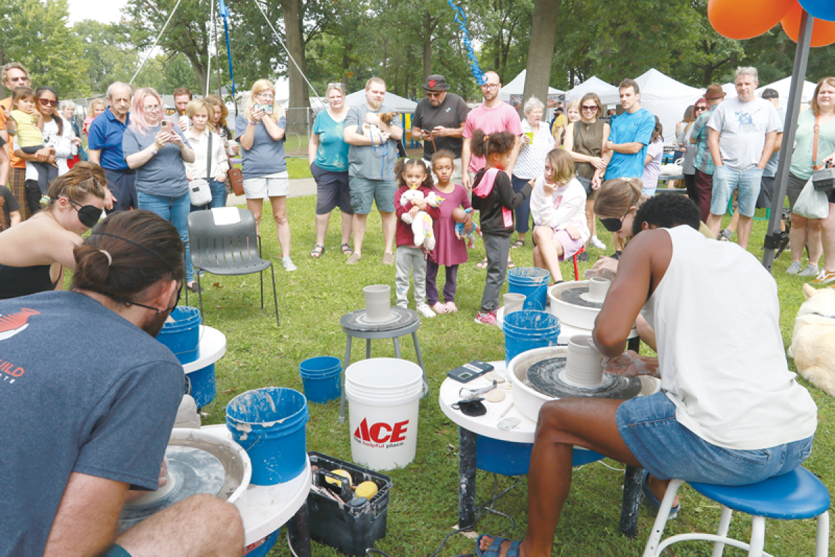  At last year’s Hazel Park Art Fair, sculptors from the Clawson Clay Guild competed in the fair’s first annual ‘Clazel Park’ Pottery Showdown, including a contest to see who could craft the tallest cylinder while blindfolded. The Clawson Clay Guild will return at this year’s event, set to take place at Green Acres Park the weekend of Aug. 24-25. 