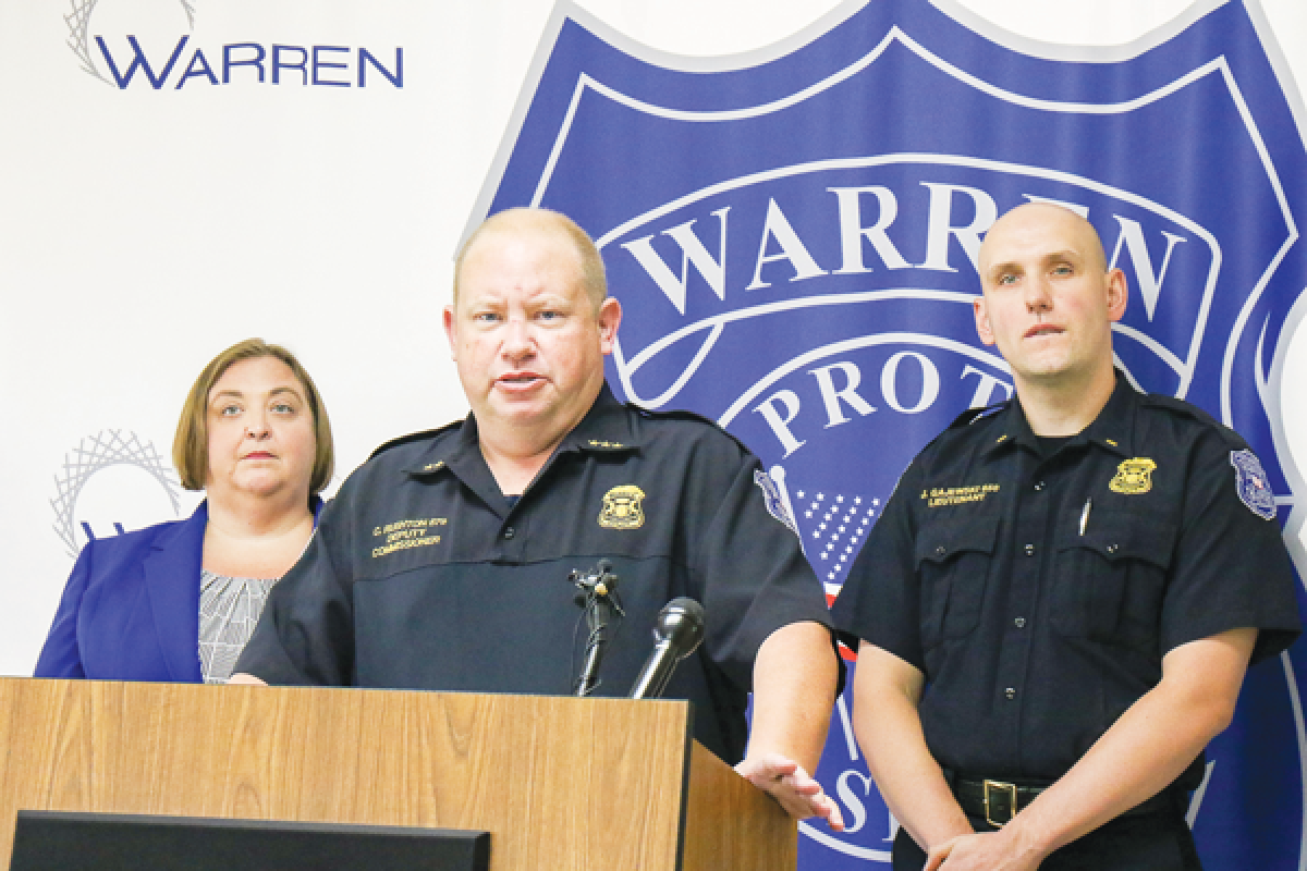  Warren Mayor Lori Stone, Police Commissioner Charles Rushton and Public Information Officer Lt. John Gajewski talk about the preventable tragedy of a child being shot by an unsecured gun.  