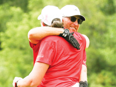  Team USA player Brandon Williams, an Ohio native, sinks the tournament-clinching putt to give Team USA the win over Team Europe. 