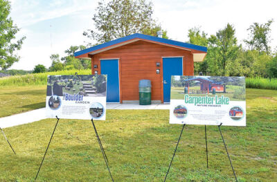  The new 256-square-foot, all-season restroom with three unisex stalls and a drinking fountain outside the building were part of the improvements made at Carpenter Lake thanks to a $600,000 Michigan Economic Development Corp. grant secured by state Sen. Jeremy Moss. 