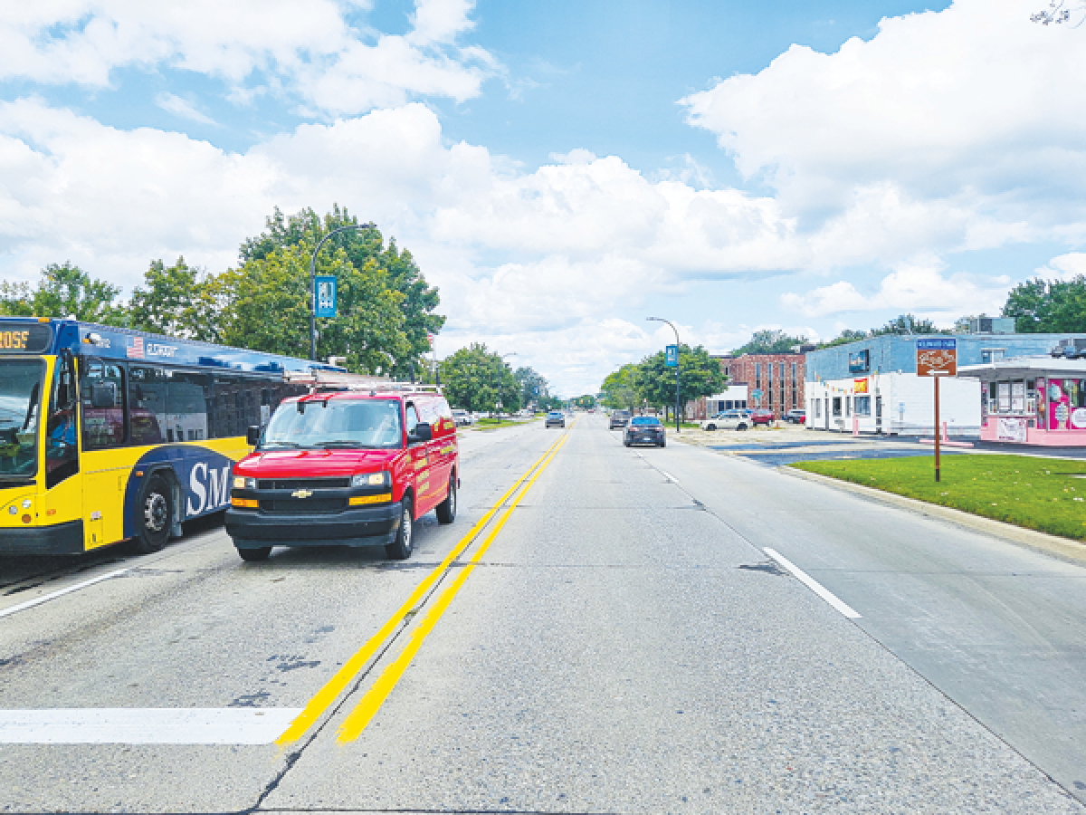  A view of Lorenz Street at 11 Mile Road looking west toward John R, where an upcoming “road diet” slated to begin this spring in Madison Heights will shrink part of the road from four lanes to three. 