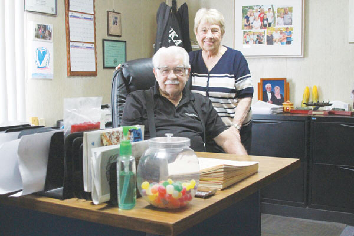  Paul and Sharon Marinello pose for a picture at PENKA Tool Corp., the business they’ve owned since 1985. 