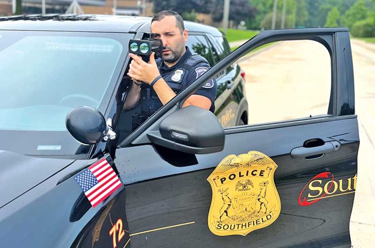  Southfield Traffic Accident Investigator Detective Anthonie Korkis uses a radar detector. 