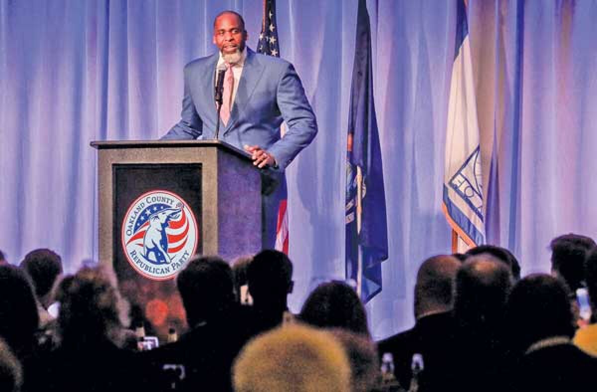  Kwame Kilpatrick, the former mayor of Detroit who was convicted of multiple felonies, speaks at the Oakland County Republican Party’s annual Lincoln Day Dinner on Aug. 21 in Novi. He talked about his experience in prison and how he said it changed him. 