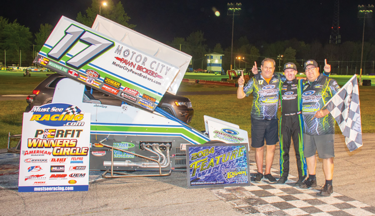  Andrew Bogusz, 18, from Shelby Township, took the victory in the feature event Aug. 24 at Lorain Raceway Park in Ohio. It was the first of two consecutive victories. 