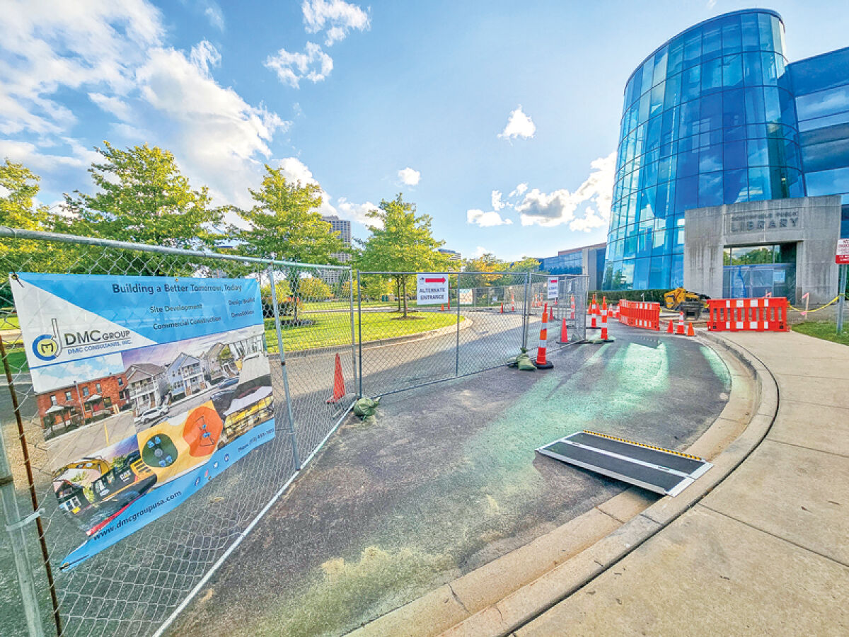  The entrance to the Southfield Public Library is temporarily closed while exterior construction is underway. The entrance is scheduled to reopen by mid-October. 