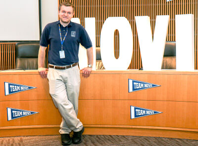  Jason Nunez poses for a photo in the Novi City Council Chambers. 