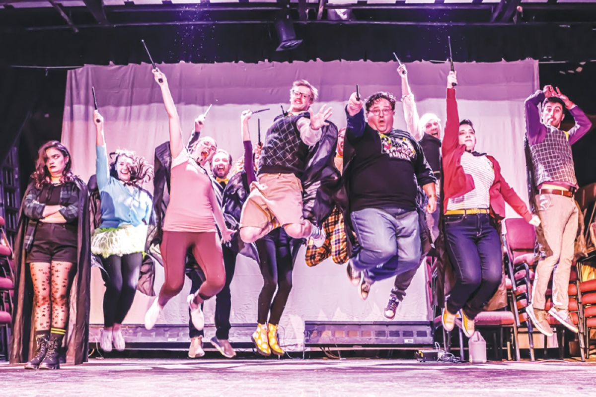  The cast of “PUFFS” onstage, from the left, Kristin Pagels Quinlan, Lauren Cornwell, Rebekad Coy, Paul Dorset, Lauren Neuwirth, Jeff Rogner, Joe Allen, Matthew Cross, Jordan Reed, Ashley Gatesy and Luke Bahrou. 