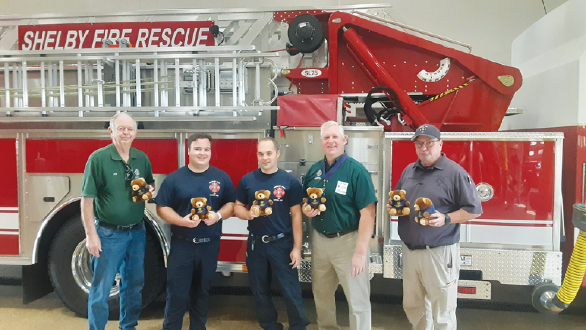  On Friday, Oct. 4, the St. Kieran Catholic Church Knights of Columbus Council 13983 presents to  the Shelby Township Fire Department three dozen “Casey” teddy bears. The Fire Department  can use the bears to comfort children at emergency scenes. 