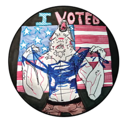  Hynous’ werewolf design won first place in the elementary/middle school category and also received the most votes of any sticker entered in any of the categories. 