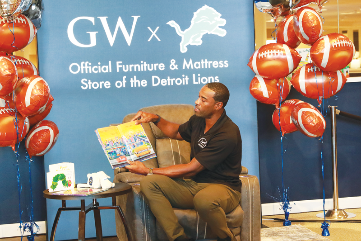  Calvin Johnson Jr., the 2024 “Pride of the Lions” inductee, visited Gardner White’s Warren location Oct. 9 to host his “Bedtime Stories” event.  