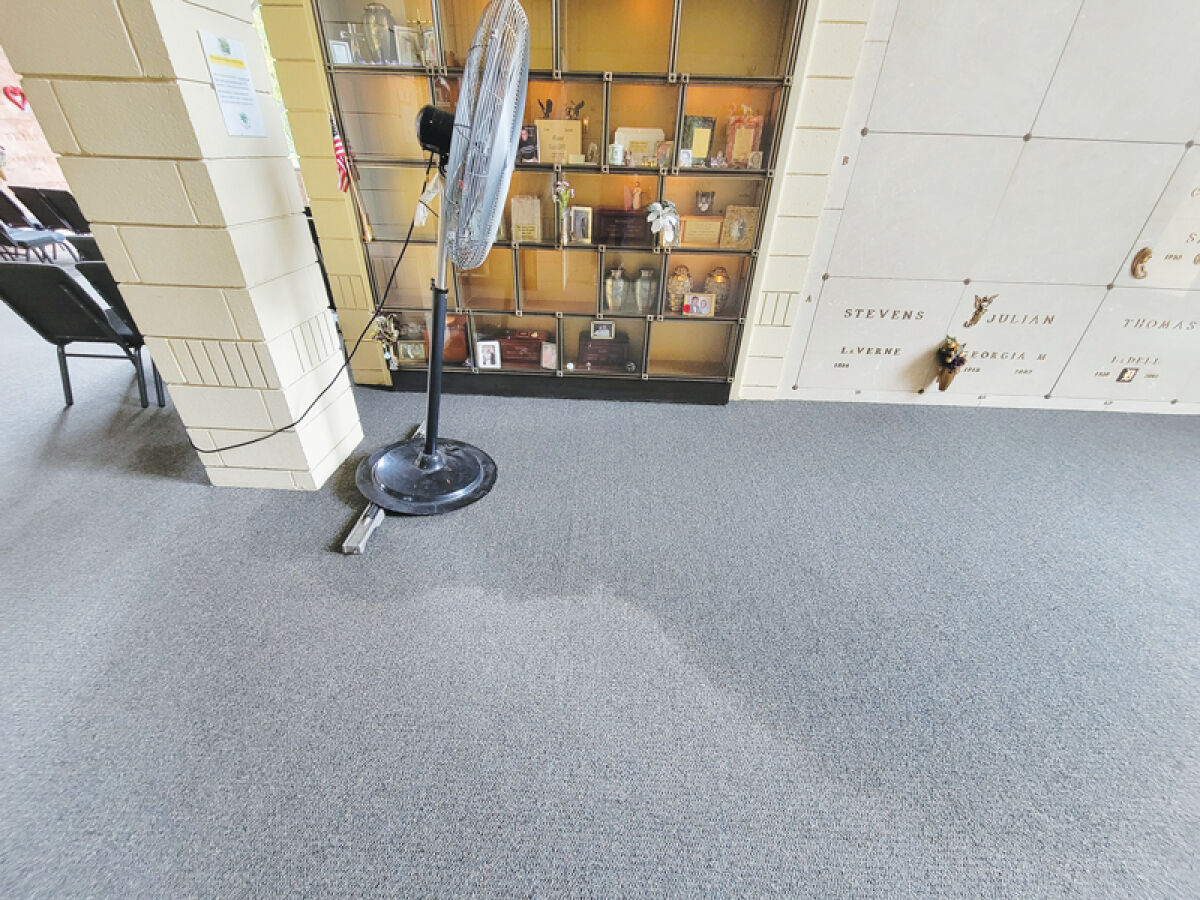  When it rains at Oakview Cemetery in Royal Oak, water leaks into the mausoleum causing the carpet to get wet. 