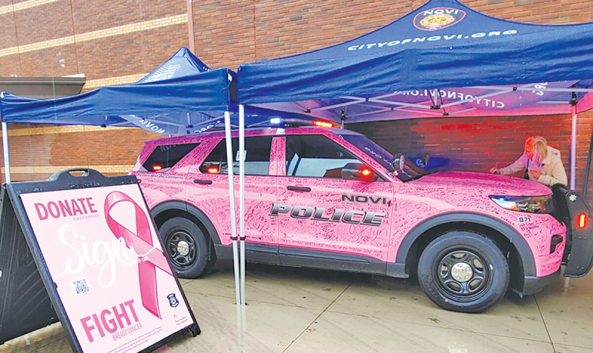  City of Novi’s Pink Out vehicle on display.  