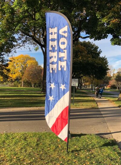  A sign on Lake Shore Road outside Grosse Pointe Shores City Hall directs voters. 