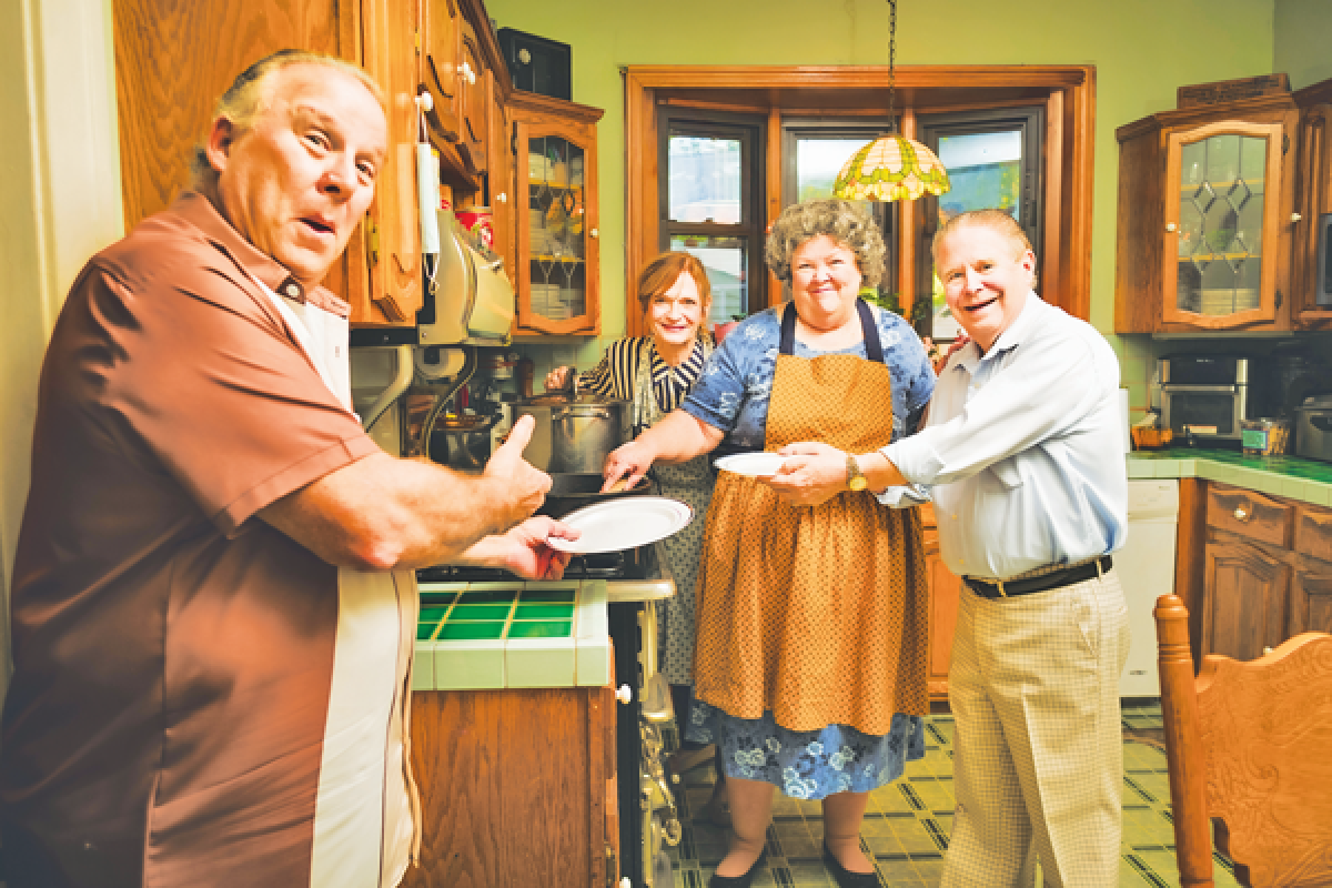  Two sets of Italian American grandparents — played by, from left, Sal Rubino, Kate Sweeney, Eileen S. White  and Bill McCarthy — are determined to convince their grandson to stay in New Jersey in Grosse Pointe Theatre’s  production of “Over the River and Through the Woods.” 