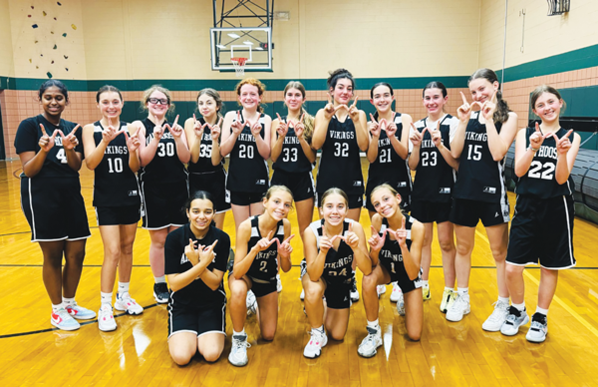  Van Hoosen players throw up the “W” after a win this season. 