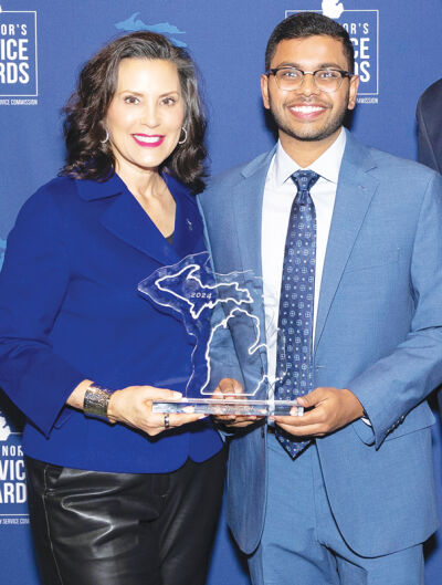  Hemanth Tadepalli received one of the Youth Volunteer of the Year awards at the 2024 Governor’s Service Awards on Nov. 14 at the Detroit Opera House.  