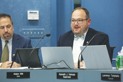  Harrison Township Clerk Adam Wit speaks during the Nov. 25 Harrison Township Board of Trustees meeting. 