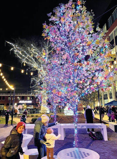  Colorful lights brighten up the night during the kick off of the holiday season Nov. 22 at Centennial Commons. 