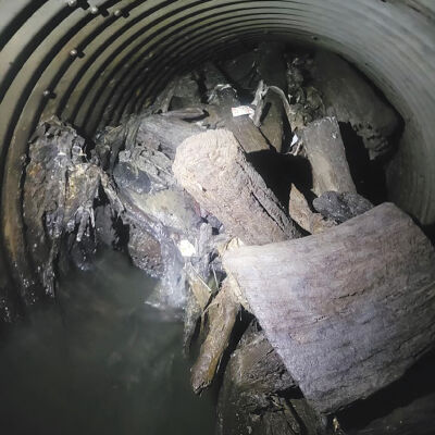  This photo shows the blockage at the Teske Drain, which the Macomb County Department of Public Works said is the source of flooding on Kelly Road in Clinton Township and Fraser. 