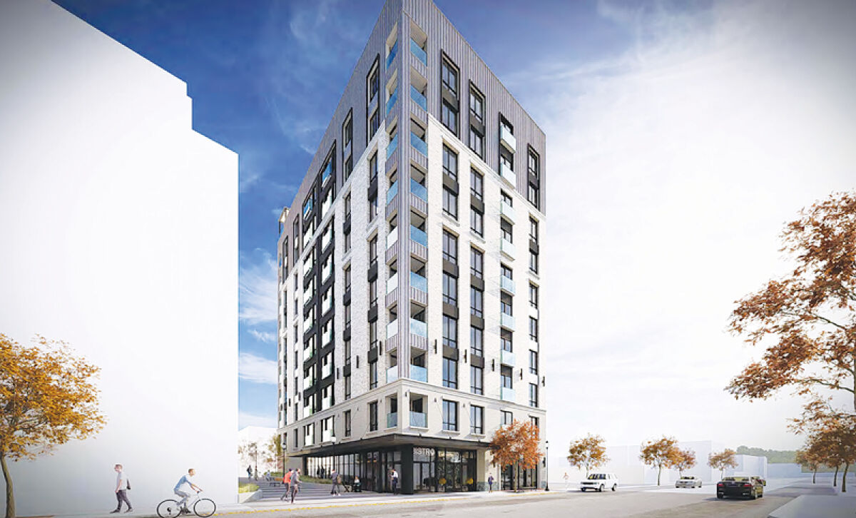  This rendering created by Krieger Klatt Architects shows the 10-story apartment building that will be built at 505 S. Lafayette Ave. in Royal Oak. 