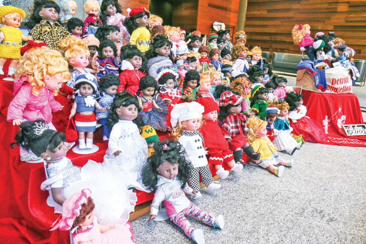  The Detroit Goodfellows commemorated 100 years of its doll dressing program this year. Pictured is the annual display of the best-dressed dolls of 2024 in the lobby of Comerica Bank in downtown Detroit, 411 W. Lafayette. 