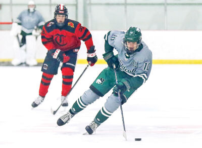  Novi senior captain Luke Londo controls the puck. 